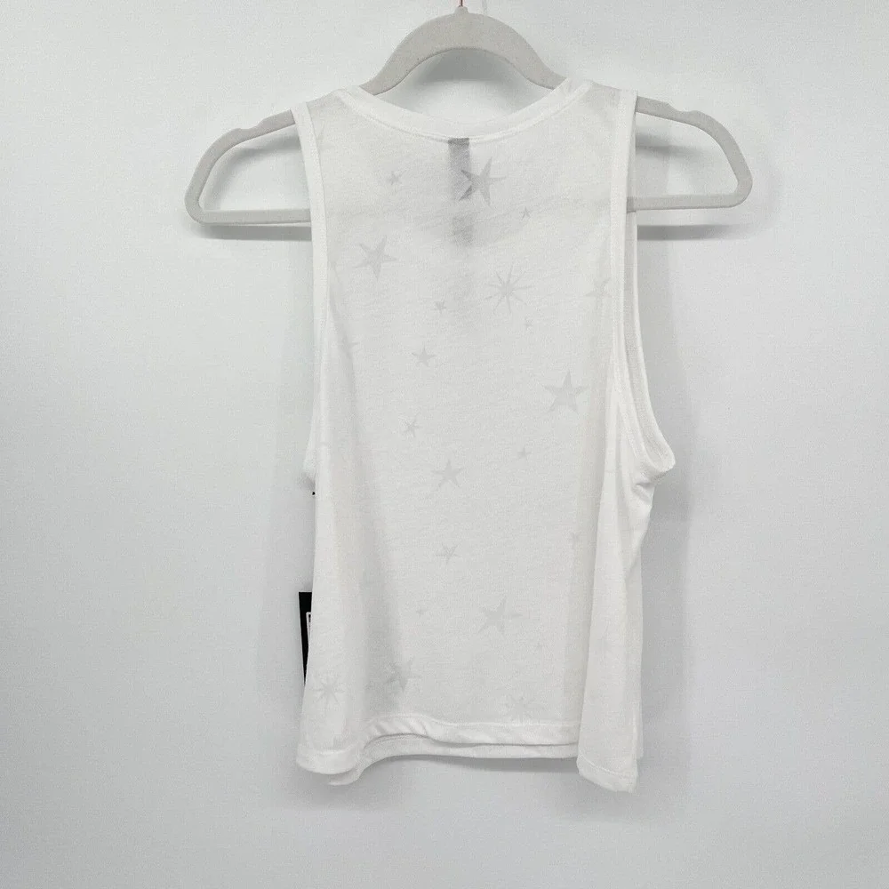 Wildfox Sweat White Star Mix Burnout‎ Crop Tank Top Size XL Sleeveless NWT